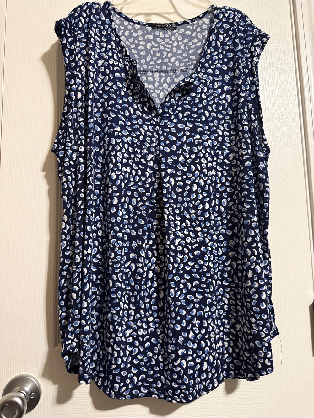 Papermoon Blue and White Printed Sleeveless Top